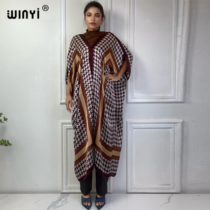 Robe Silk Women - WINYI yaz afrika v yaka elbise