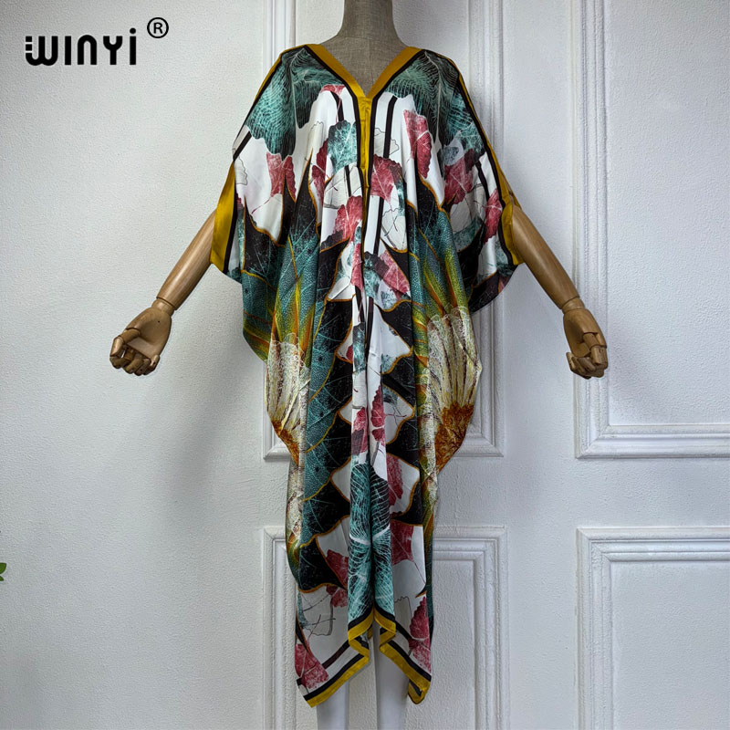 WINYI yaz afrika v yaka elbise - Robe Silk Women incelemesi ve fiyatı