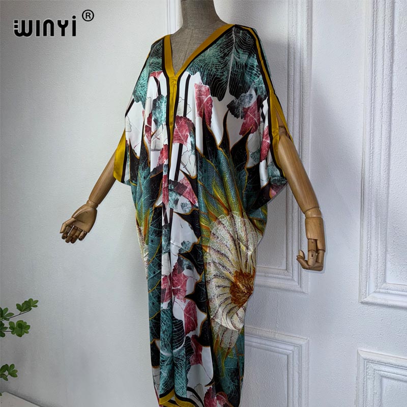 WINYI yaz afrika v yaka elbise - Robe Silk Women incelemesi ve fiyatı