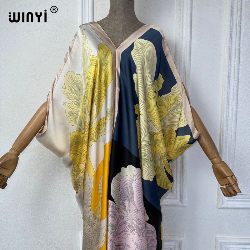 WINYI yaz afrika v yaka elbise - Robe Silk Women incelemesi ve fiyatı
