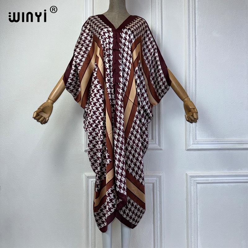 WINYI yaz afrika v yaka elbise - Robe Silk Women incelemesi ve fiyatı