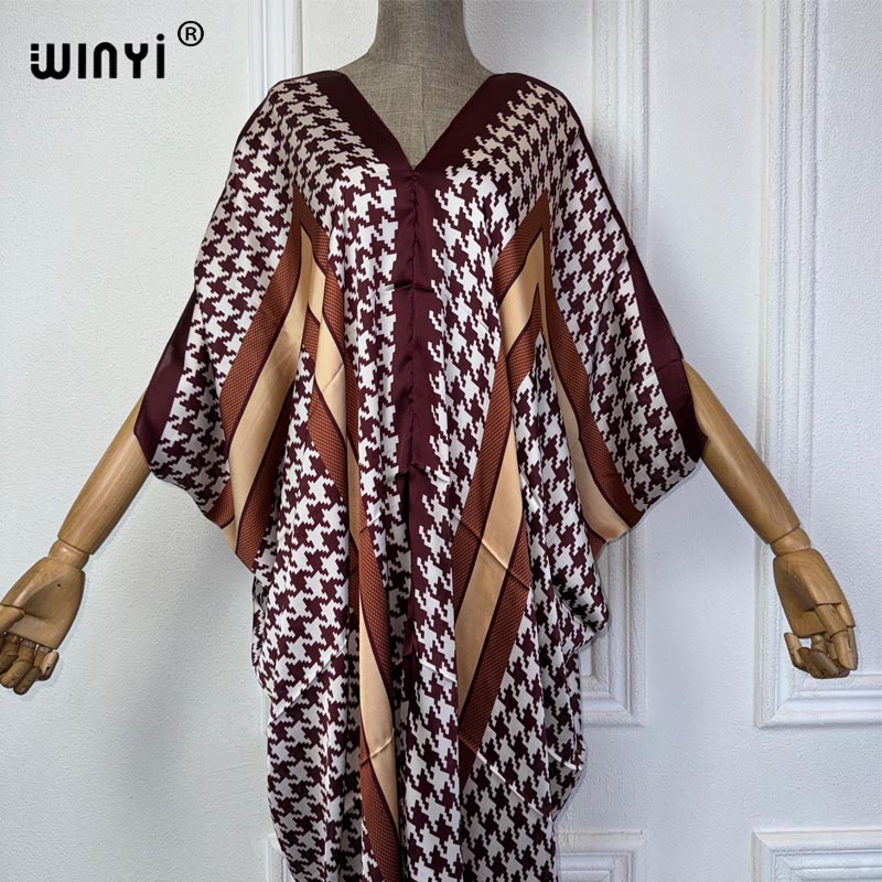 WINYI yaz afrika v yaka elbise - Robe Silk Women incelemesi ve fiyatı